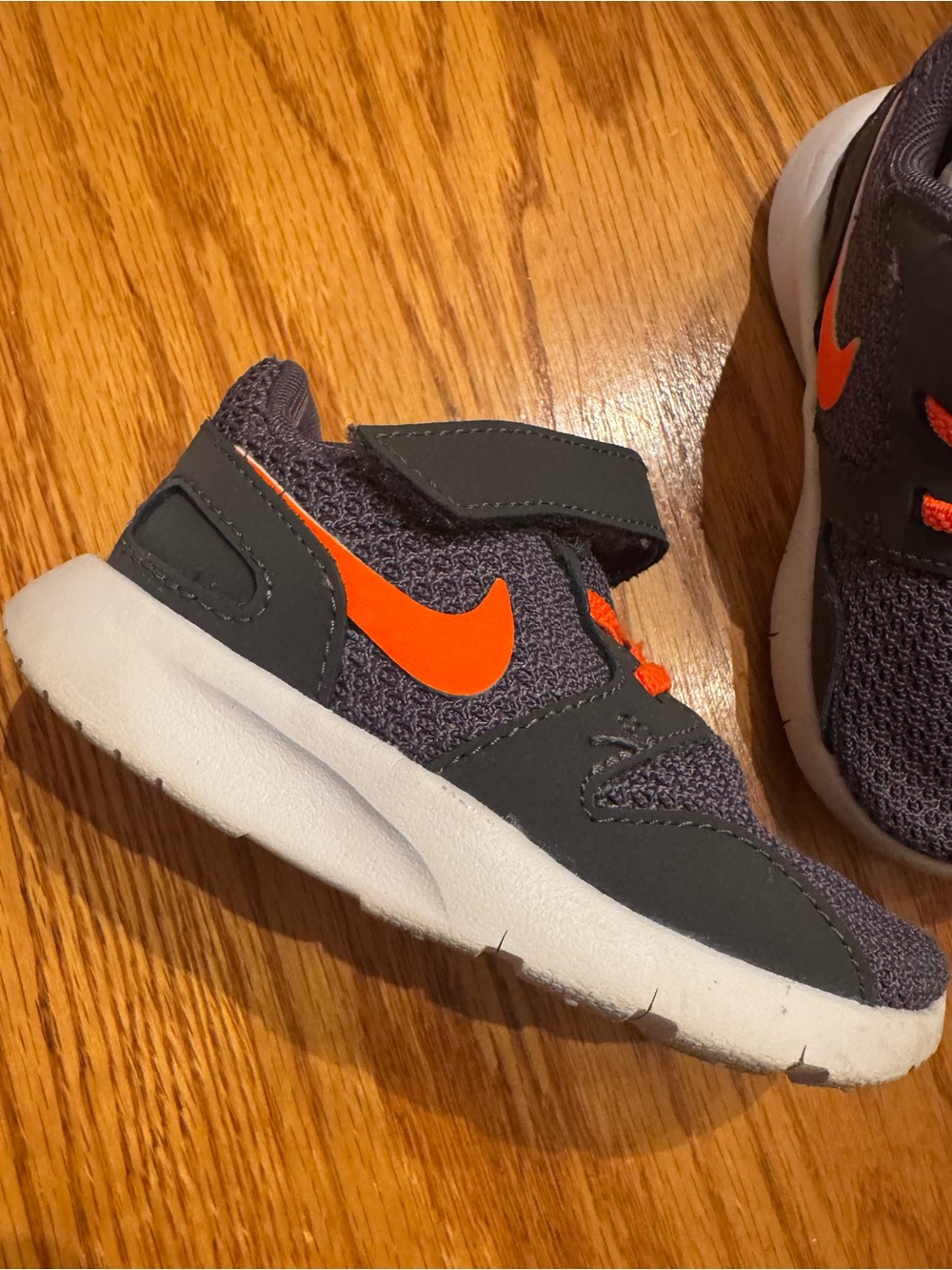 Nike Kids Gray and Orange Velcro Sneakers
